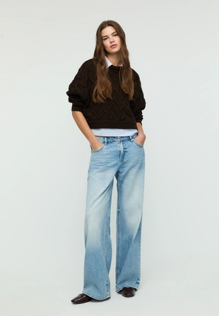 Комбинированный вязаный свитер- Заказать в России