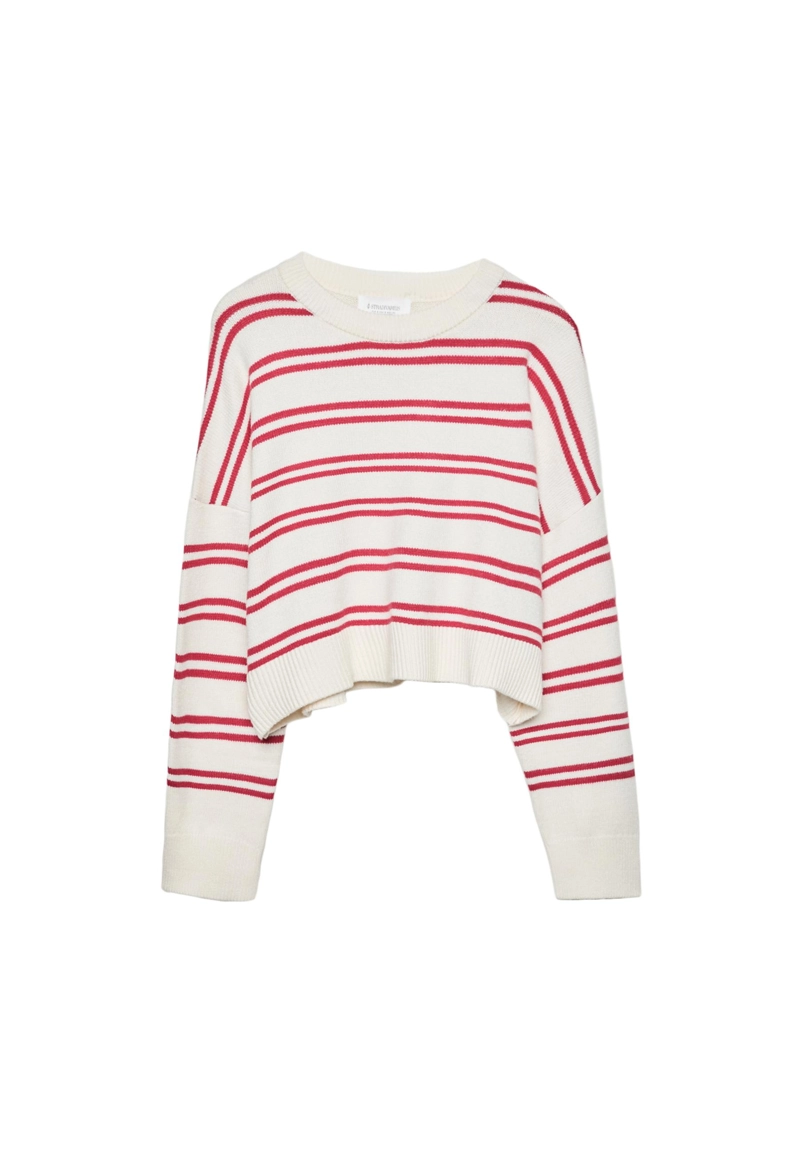 Укороченный полосатый трикотажный свитер