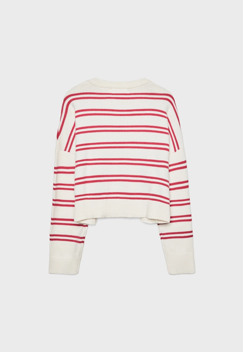 Укороченный полосатый трикотажный свитер