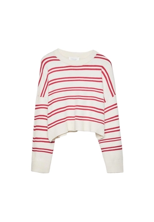 Укороченный полосатый трикотажный свитер- Заказать в России
