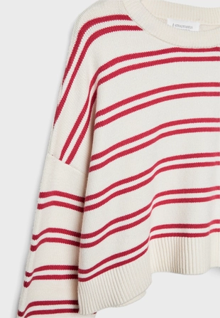 Укороченный полосатый трикотажный свитер- Заказать в России