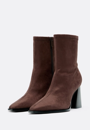 Ботильоны на каблуке из искусственной замши- Заказать в России