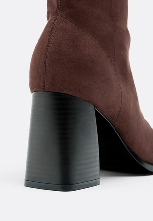 Ботильоны на каблуке из искусственной замши- Заказать в России