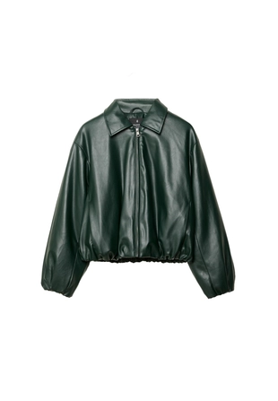 Стеганая куртка-бомбер из искусственной кожи- Заказать в России