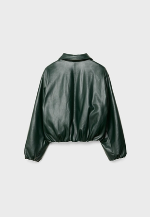 Стеганая куртка-бомбер из искусственной кожи- Заказать в России