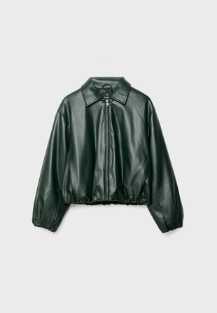 Стеганая куртка-бомбер из искусственной кожи- Заказать в России