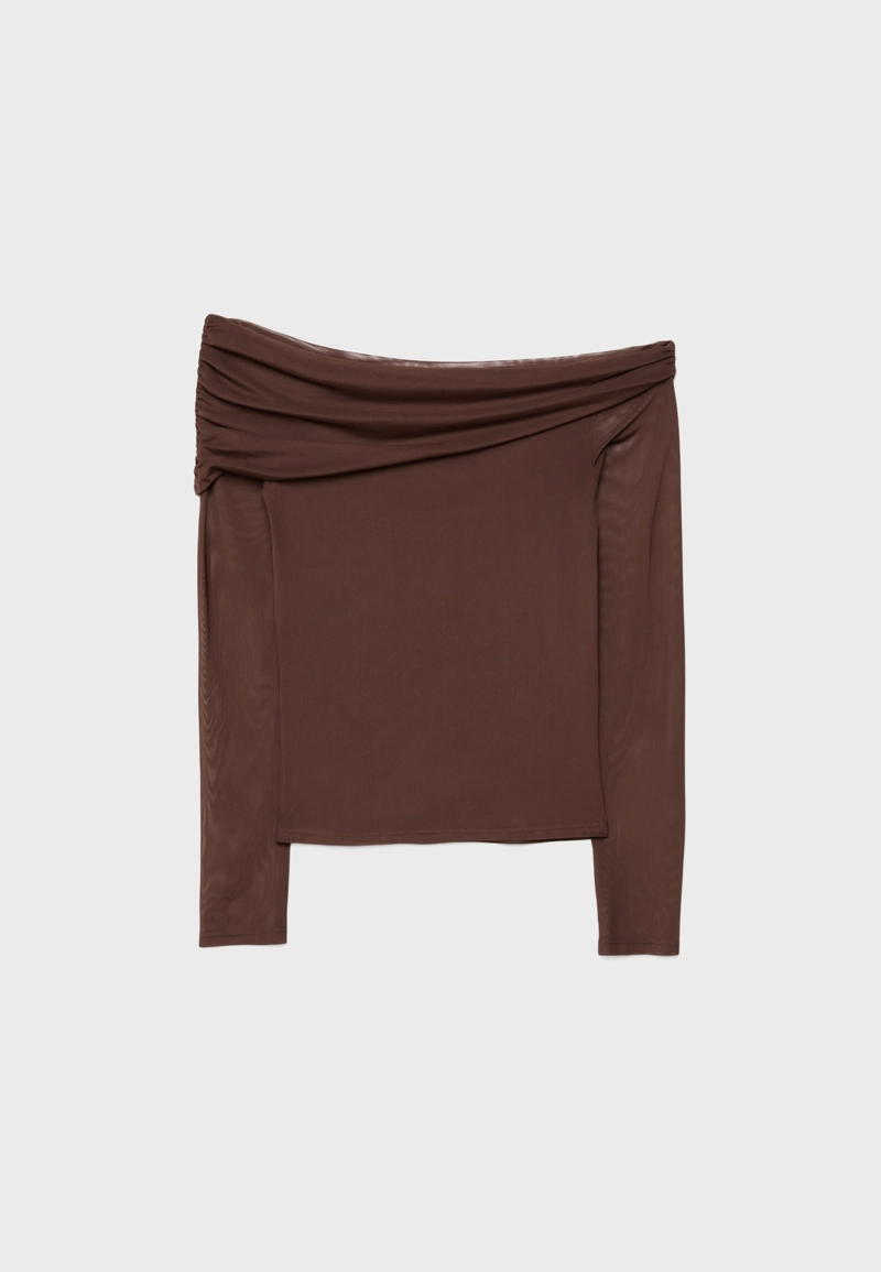 Асимметричная футболка из полупрозрачной ткани