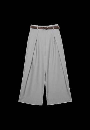 Брюки с макси-защипами и поясом- Заказать в России