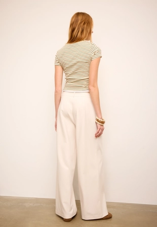 Повседневные брюки в полоску с перекрестной талией- Заказать в России