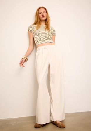 Повседневные брюки в полоску с перекрестной талией- Заказать в России