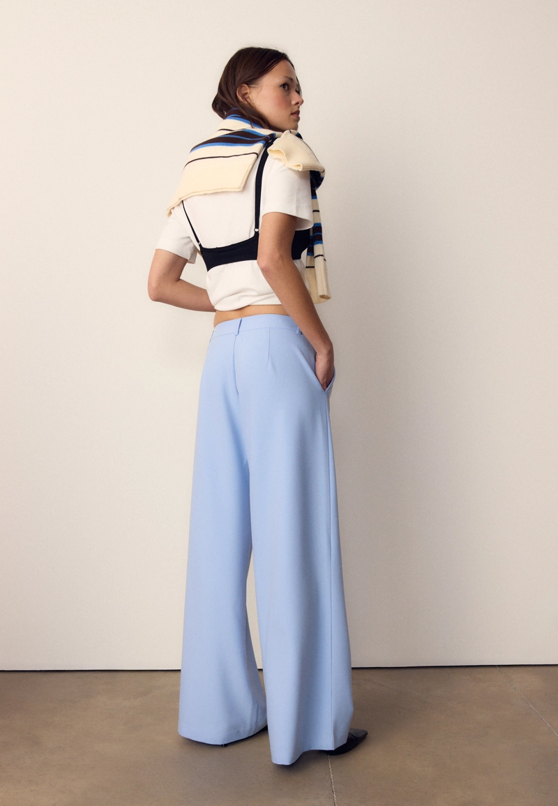 Повседневные брюки в полоску с перекрестной талией