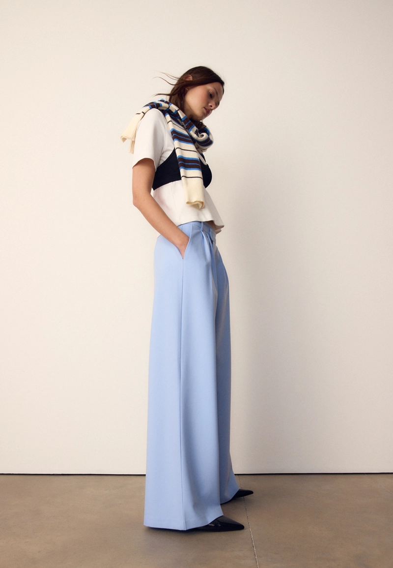 Повседневные брюки в полоску с перекрестной талией