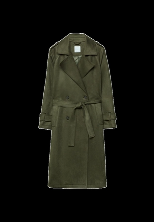 Длинный тренч из искусственной замши- Заказать в России