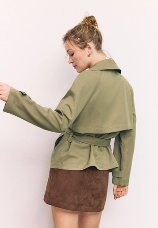 Укороченный струящийся тренч с поясом- Заказать в России