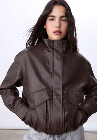Куртка оверсайз из искусственной кожи- Заказать в России