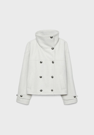 Куртка с высоким воротником и мягкой текстурой- Заказать в России