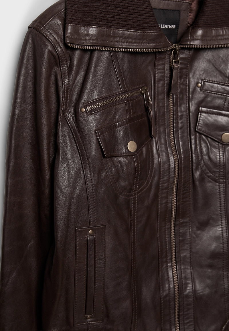 Куртка из комбинированной кожи в рубчик