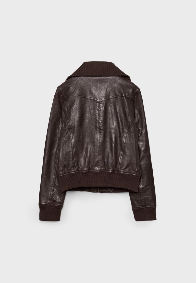 Куртка из комбинированной кожи в рубчик