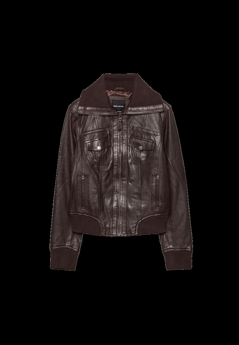 Куртка из комбинированной кожи в рубчик