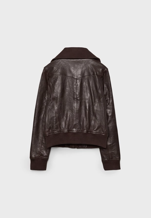 Куртка из комбинированной кожи в рубчик- Заказать в России