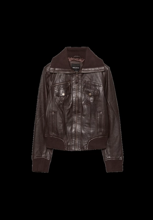 Куртка из комбинированной кожи в рубчик- Заказать в России