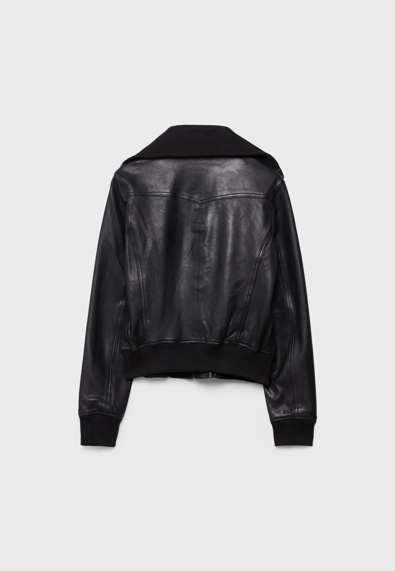 Комбинированная кожаная куртка в рубчик