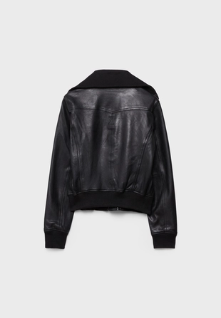 Комбинированная кожаная куртка в рубчик- Заказать в России