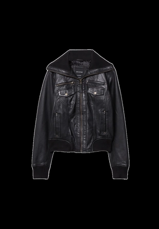 Комбинированная кожаная куртка в рубчик- Заказать в России