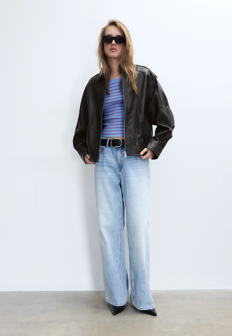 Куртка оверсайз из кожи