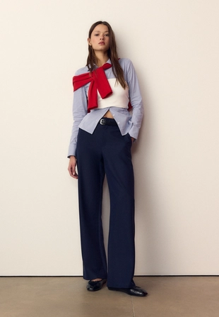 Прямые струящиеся брюки с поясом- Заказать в России