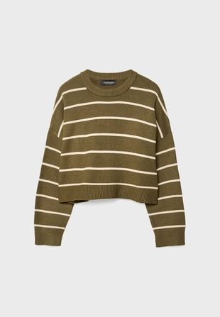 Укороченный полосатый трикотажный свитер- Заказать в России