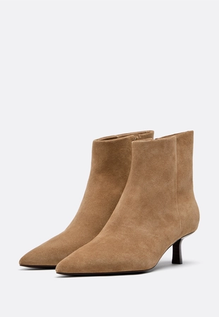 Ботильоны на среднем тонком каблуке из кожи- Заказать в России