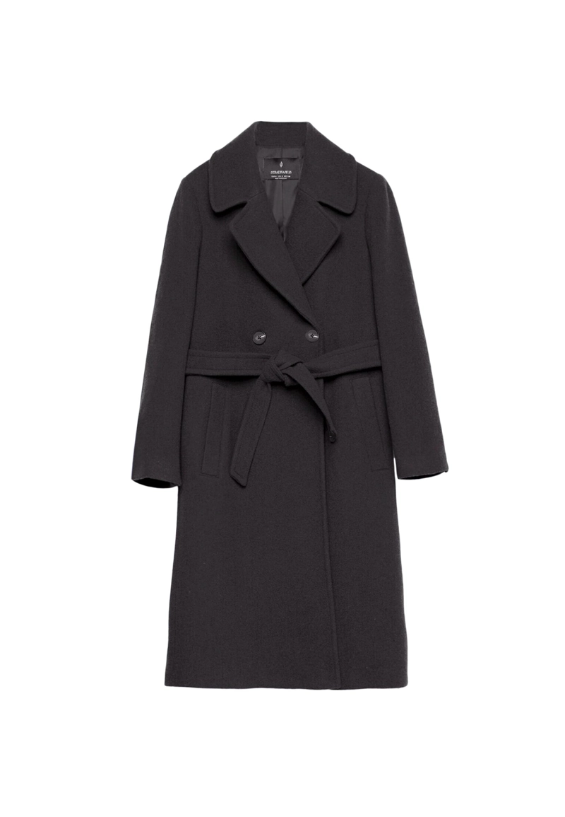 Пальто миди с поясом