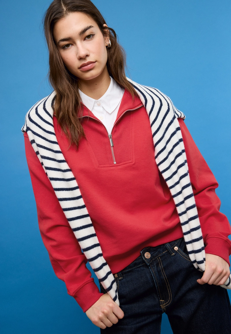 Толстовка с воротником-стойкой на молнии