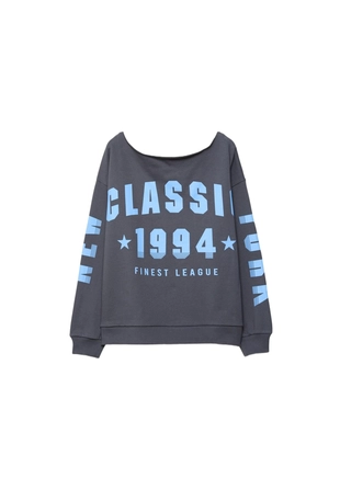 Толстовка с вырезом-лодочкой и принтом- Заказать в России