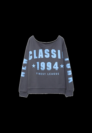 Толстовка с вырезом-лодочкой и принтом- Заказать в России