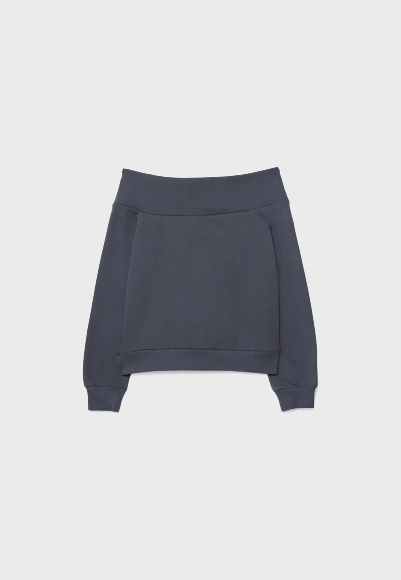 Толстовка с вырезом-лодочкой и принтом