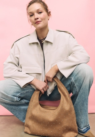 Мягкая сумка на плечо с блестящей отделкой- Заказать в России