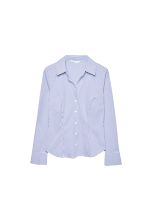 Приталенная базовая рубашка в полоску- Заказать в России