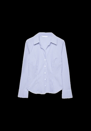 Приталенная базовая рубашка в полоску- Заказать в России