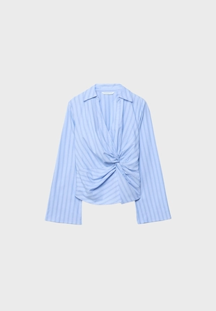 Приталенная рубашка с узлом- Заказать в России