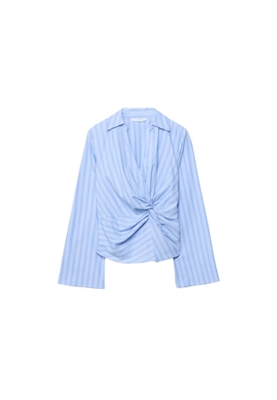 Приталенная рубашка с узлом- Заказать в России