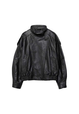 Куртка оверсайз с лацканами, 100% кожа- Заказать в России