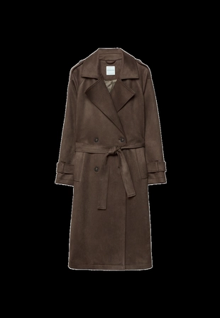 Длинный тренч из искусственной замши- Заказать в России