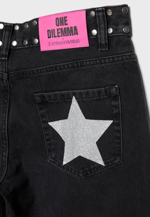 Jeans low waist straight studs One Dilemma- Заказать в России