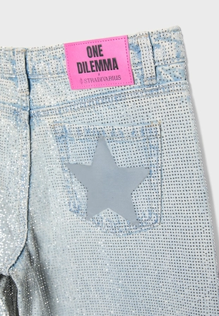 Lowrise straightleg jeans with rhinestones One Dilemma- Заказать в России
