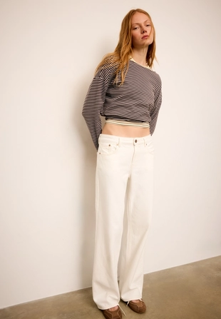 Джинсы D91 из твила с низкой посадкой и широкими штанинами- Заказать в России