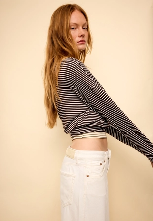 Джинсы D91 из твила с низкой посадкой и широкими штанинами- Заказать в России