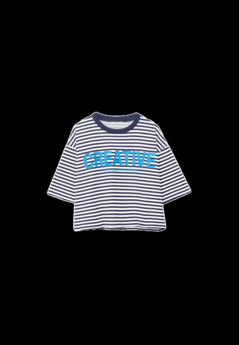 Футболка с короткими рукавами, в полоску, с принтом