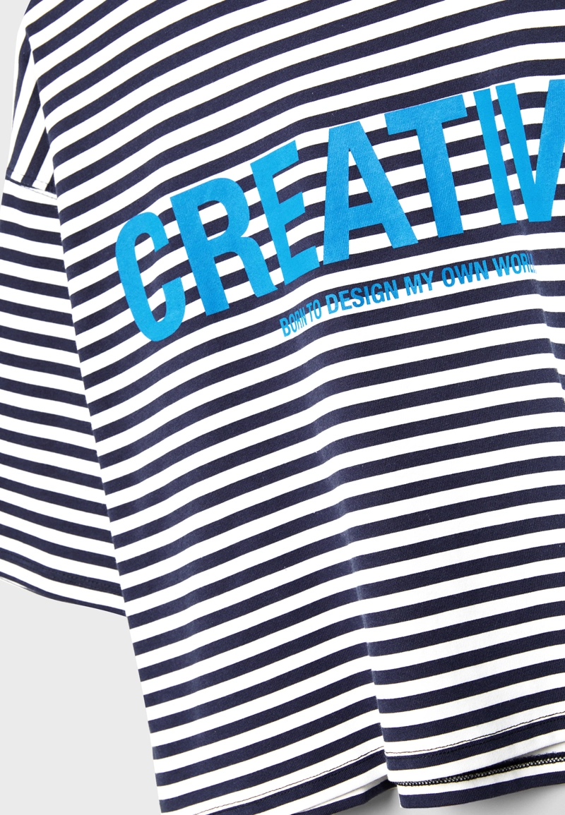Футболка с короткими рукавами, в полоску, с принтом